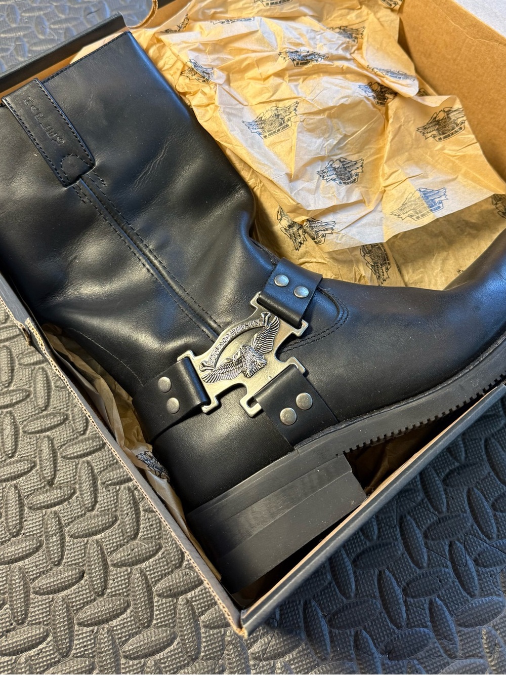 Harley-Davidson Black Leather Eagle Harness Boots New In Box Size 8.5M